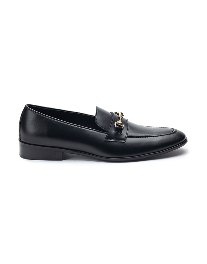 Heel & Buckle London Black with Gold Horse-bit loafer 39