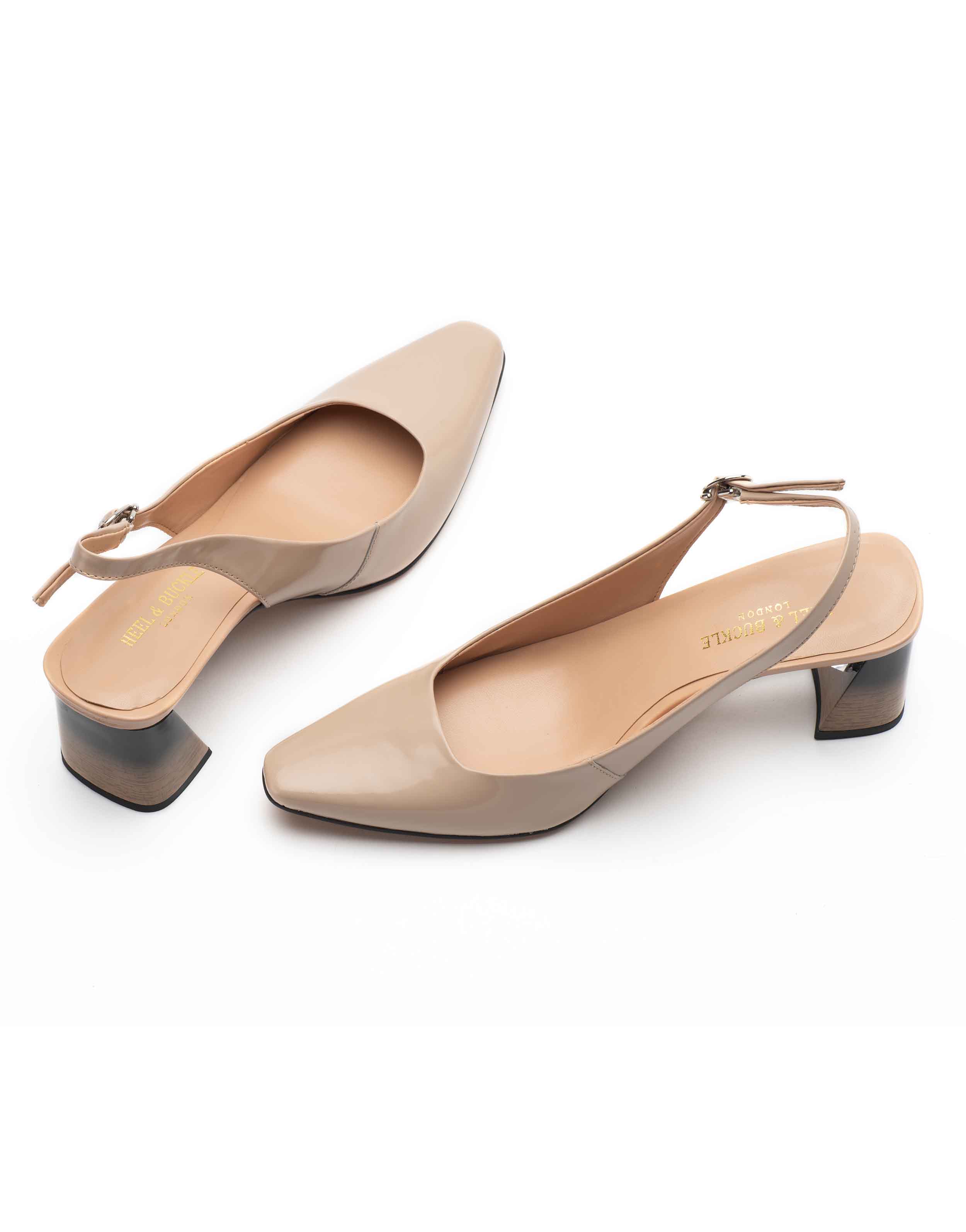 Leather Block Heel Pointed Slingback Shoes | Dune London | M&S