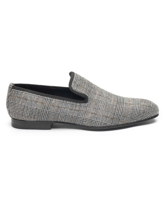 Plaid Grey Slipper Loafer-HBDAR011