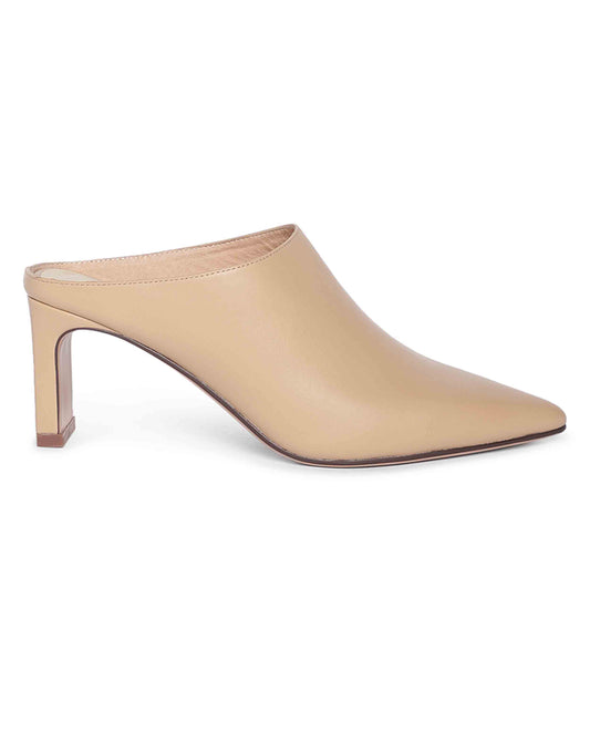 Ivory Pointed Toe Mules