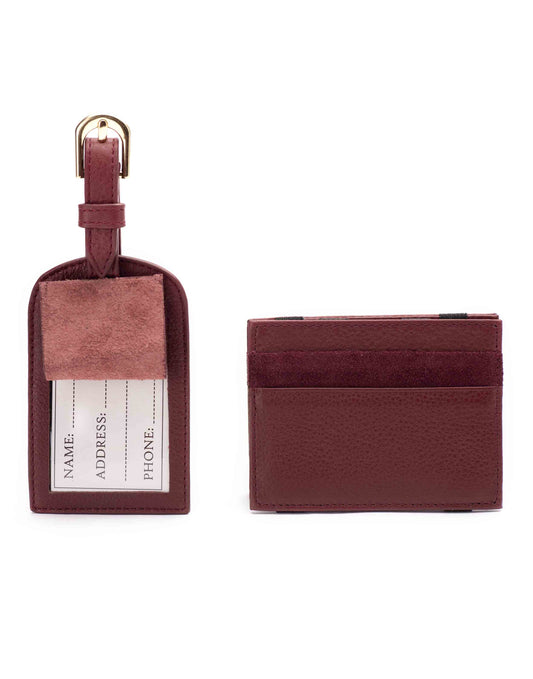 Burgundy Magic Wallet & Luggage Tag Set