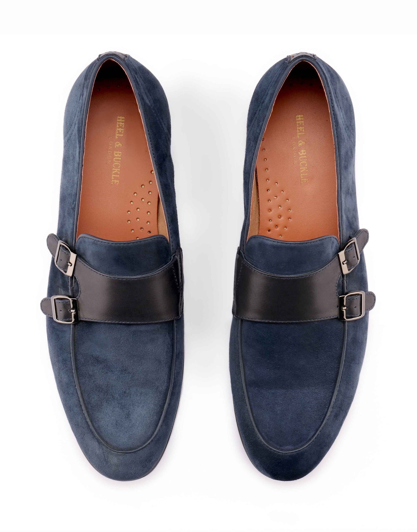 Blue Suede Double Monk Loafer