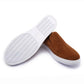 Tan Suede Slip-on With Woven Back
