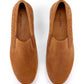 Tan Suede Slip-on With Woven Back