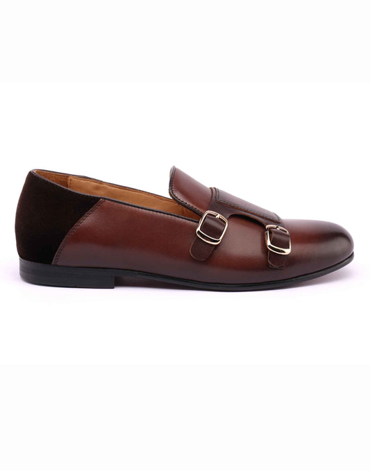 Brown Soft Leather Double Monk