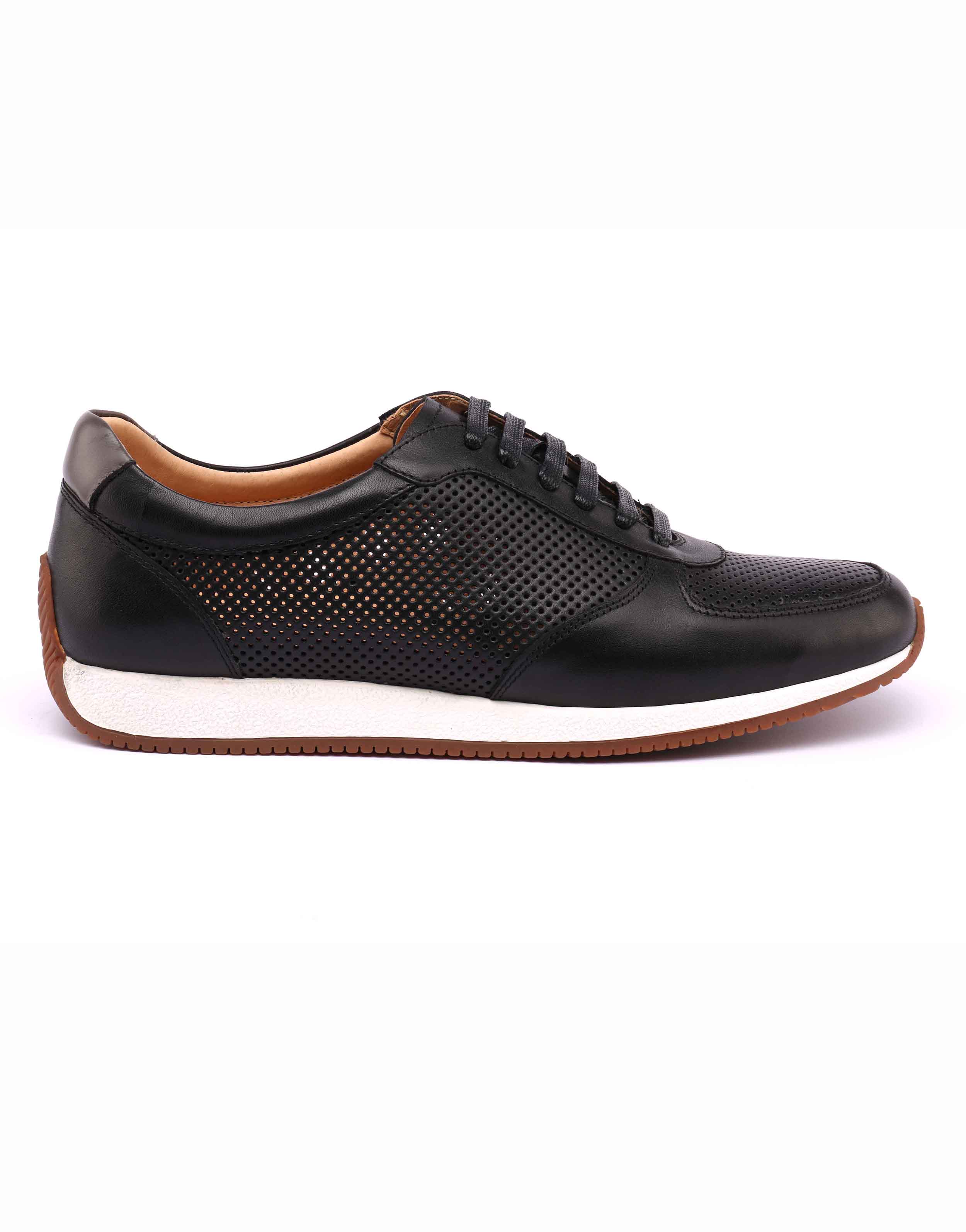 Perforated Black Leather Sneakers – HEEL & BUCKLE LONDON