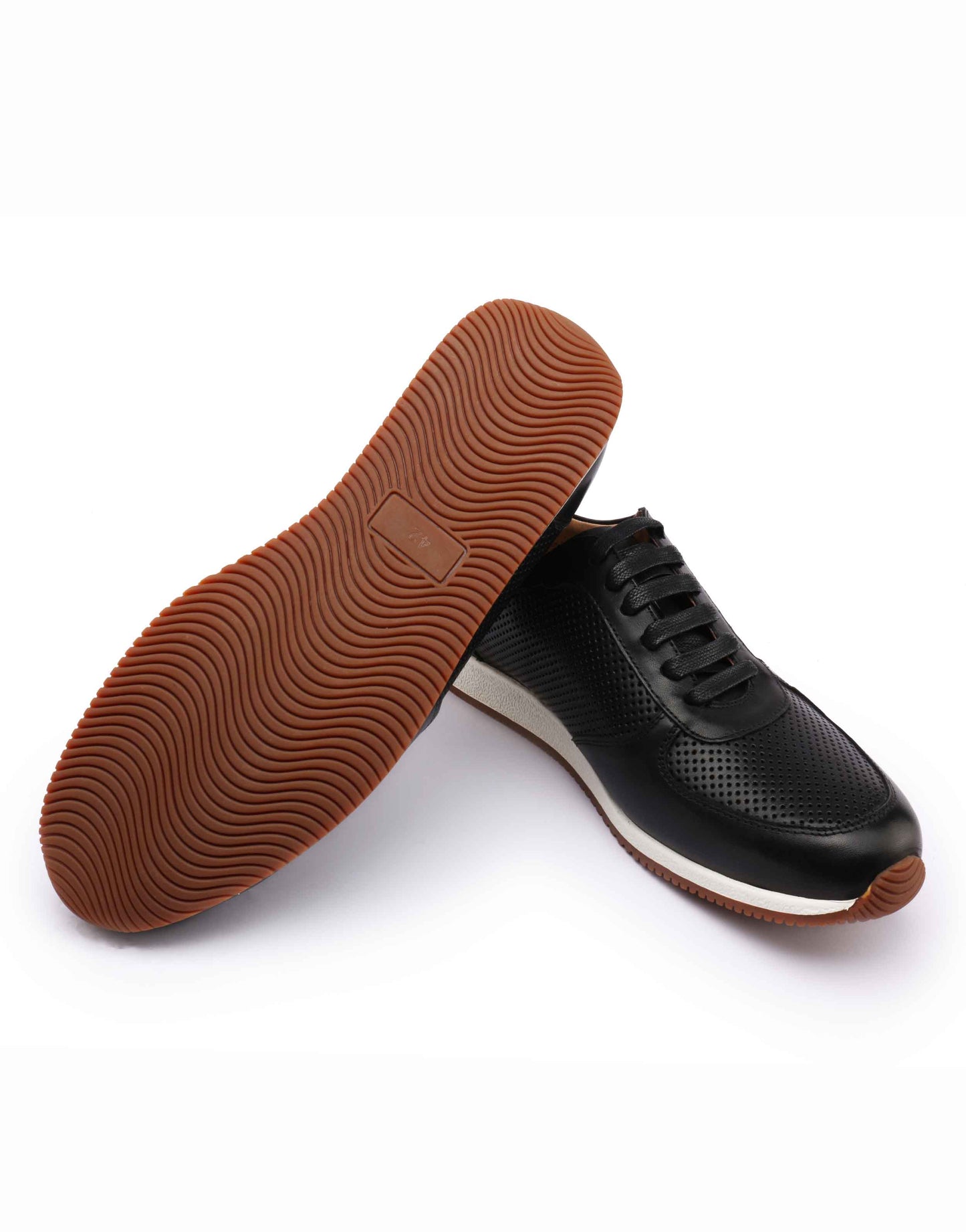 Perforated Black Leather Sneakers