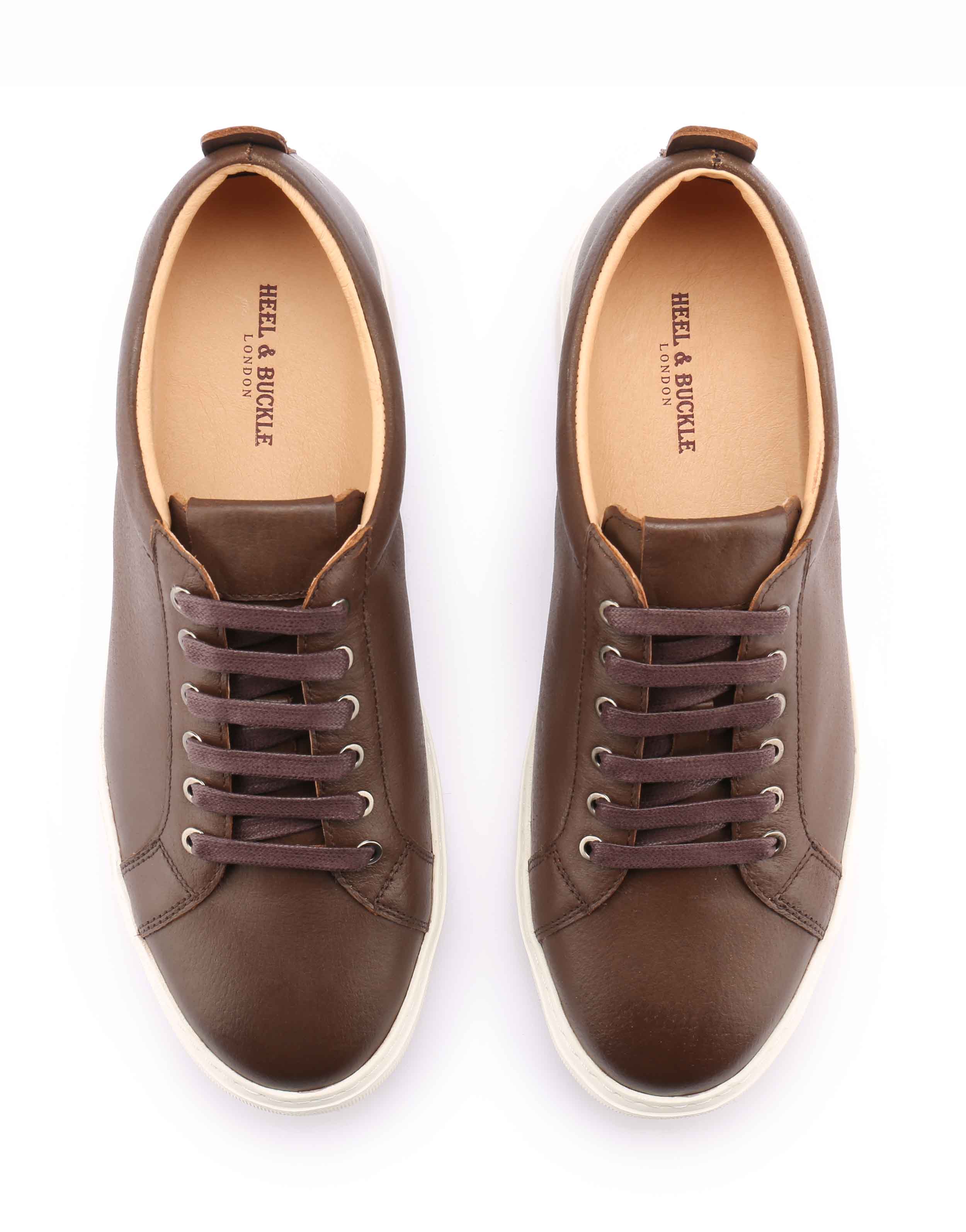 Brown Low Top Leather Sneaker for Men | The Royale Peacock