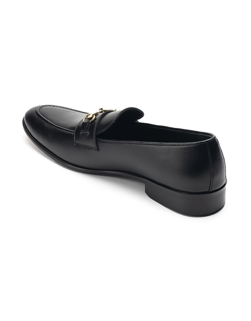 Heel & Buckle London Black with Gold Horse-bit loafer 39