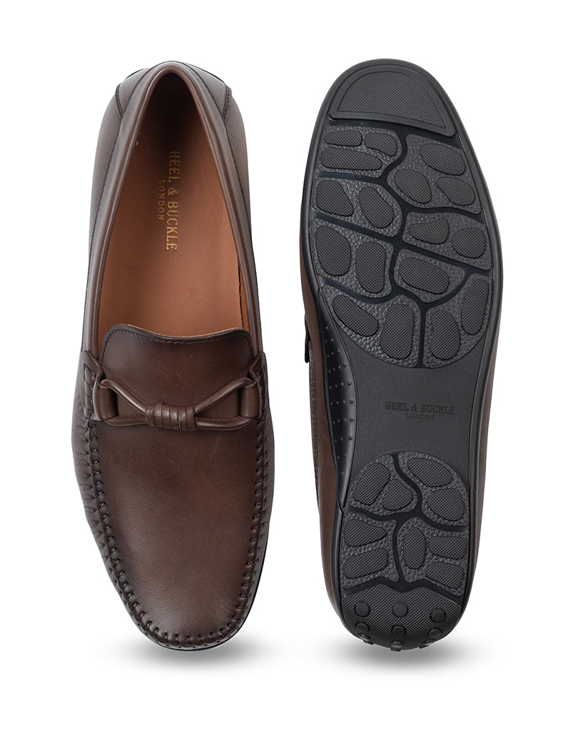 Heel & Buckle London Brown Bow Penny Loafer
