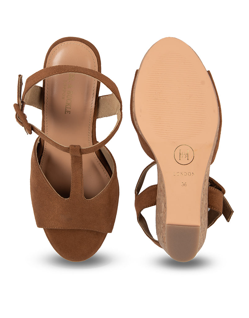 Women's Treaded Chunky Cork Ankle Strap Zipped Flatform Platform Sandals |  Cork footbed sandals, Caged wedge sandals, Lace sandals