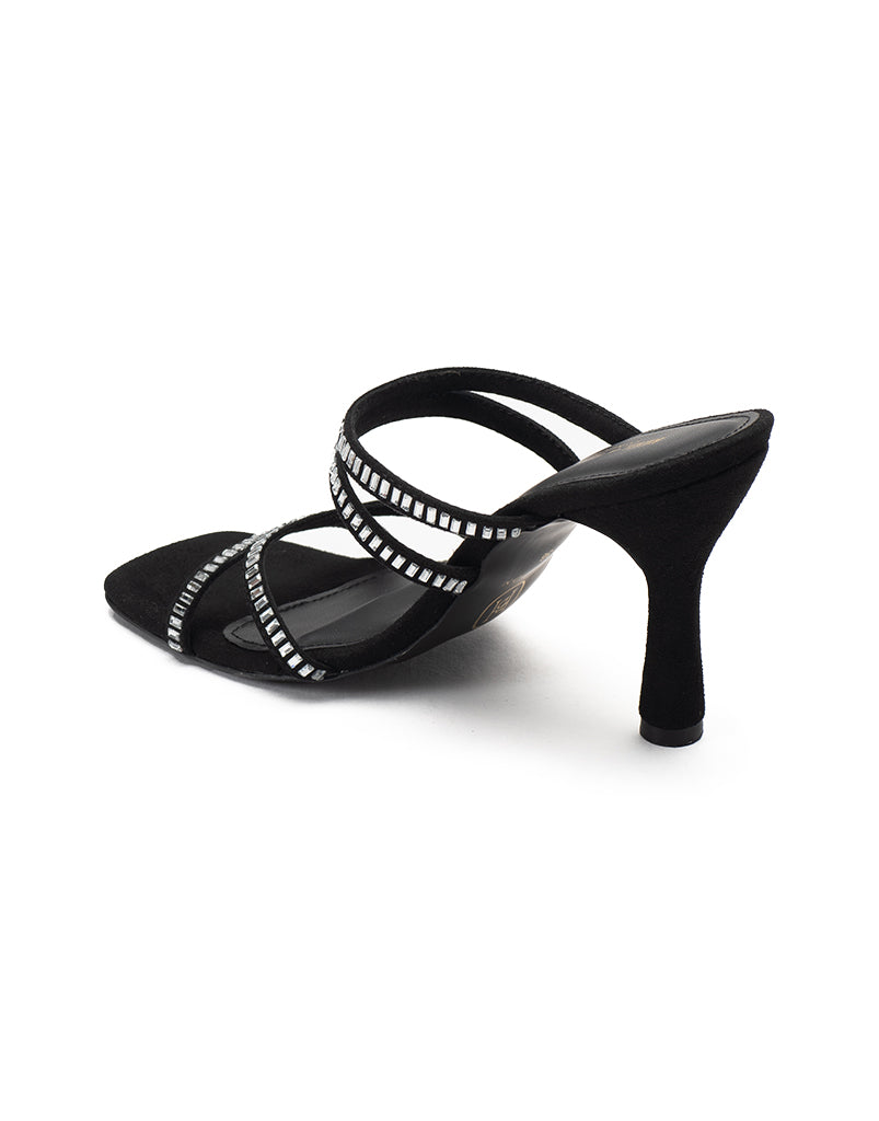 Seymayka-Black Silver Crystal Double Design High Heels Shoes – SEYMAYKA