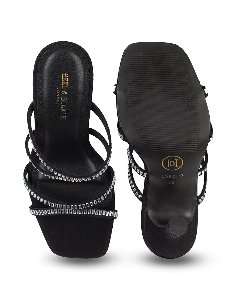 Heel & Buckle London Ebony Crystal Heels