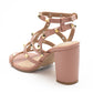 Rose Pink Embellished Gladiator Block Heels