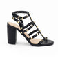 Black Embellished Gladiator BlocK Heels
