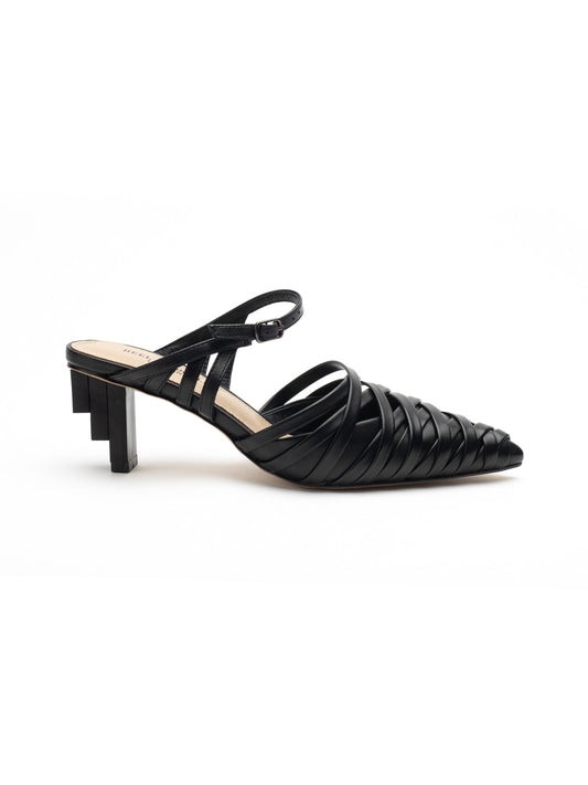 Asymmetrical Black Strappy Sandals