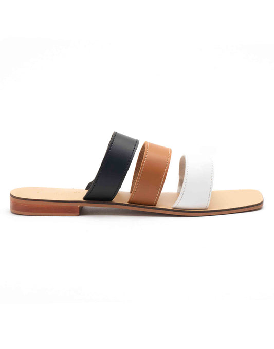 Tri-colour Strap Flat Sandals