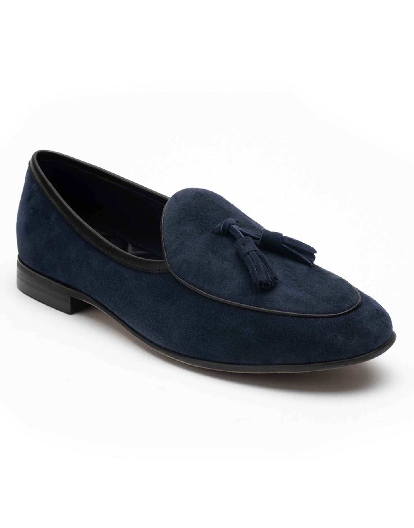 Sliced Navy Suede Loafers