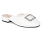 White Buckled Mules