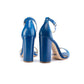 Schutz Bare-All Block Heel Leather Blue Sandals