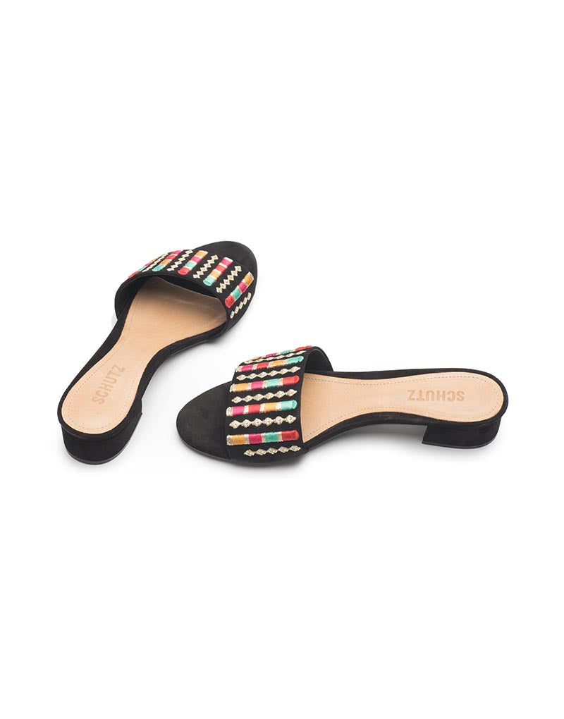 Schutz Black Slide-In Sandals
