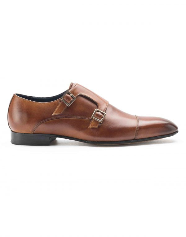 Brown Double Monk Straps Shoes