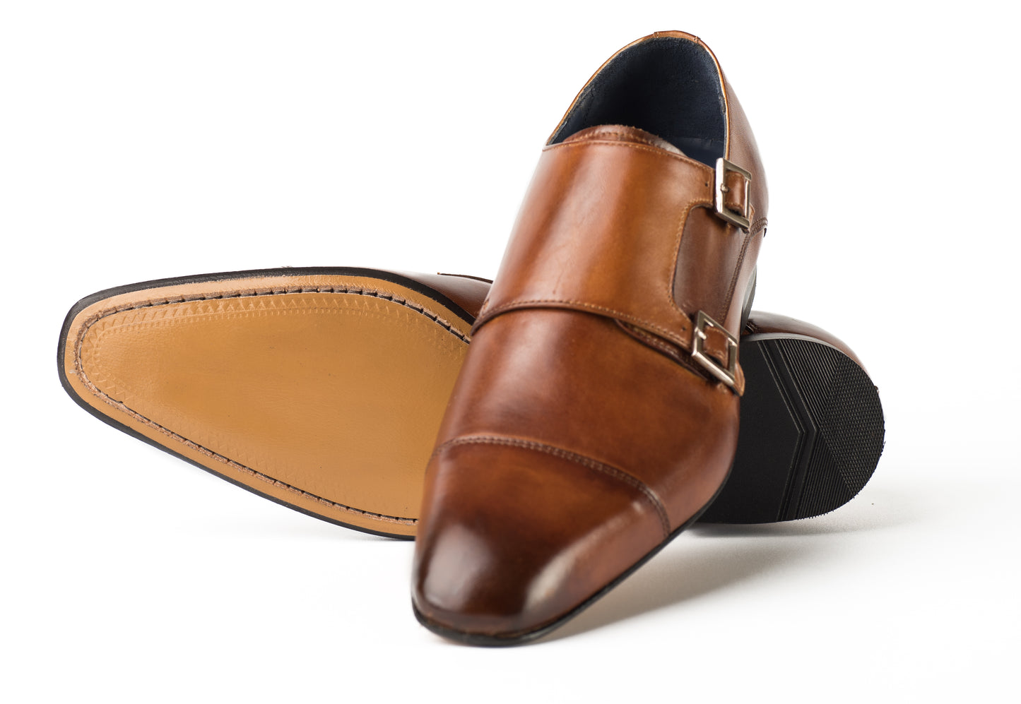 Brown Double Monk Straps Shoes