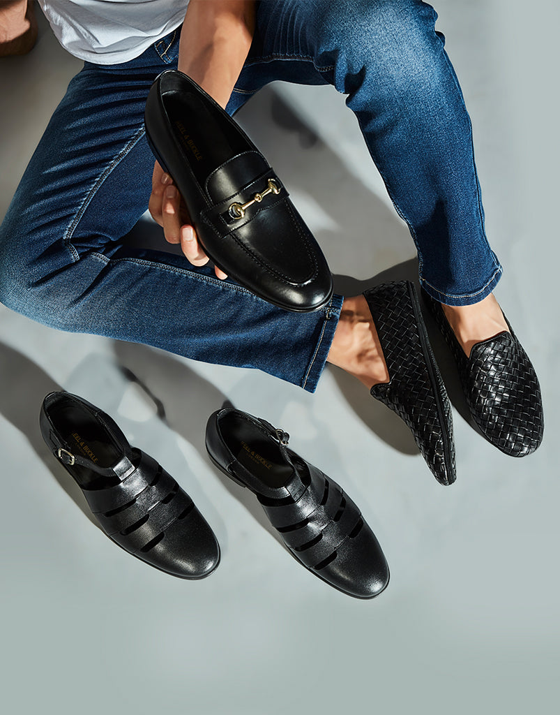 Buy Heel & Buckle London Black Foldable Slip-On Shoes Online
